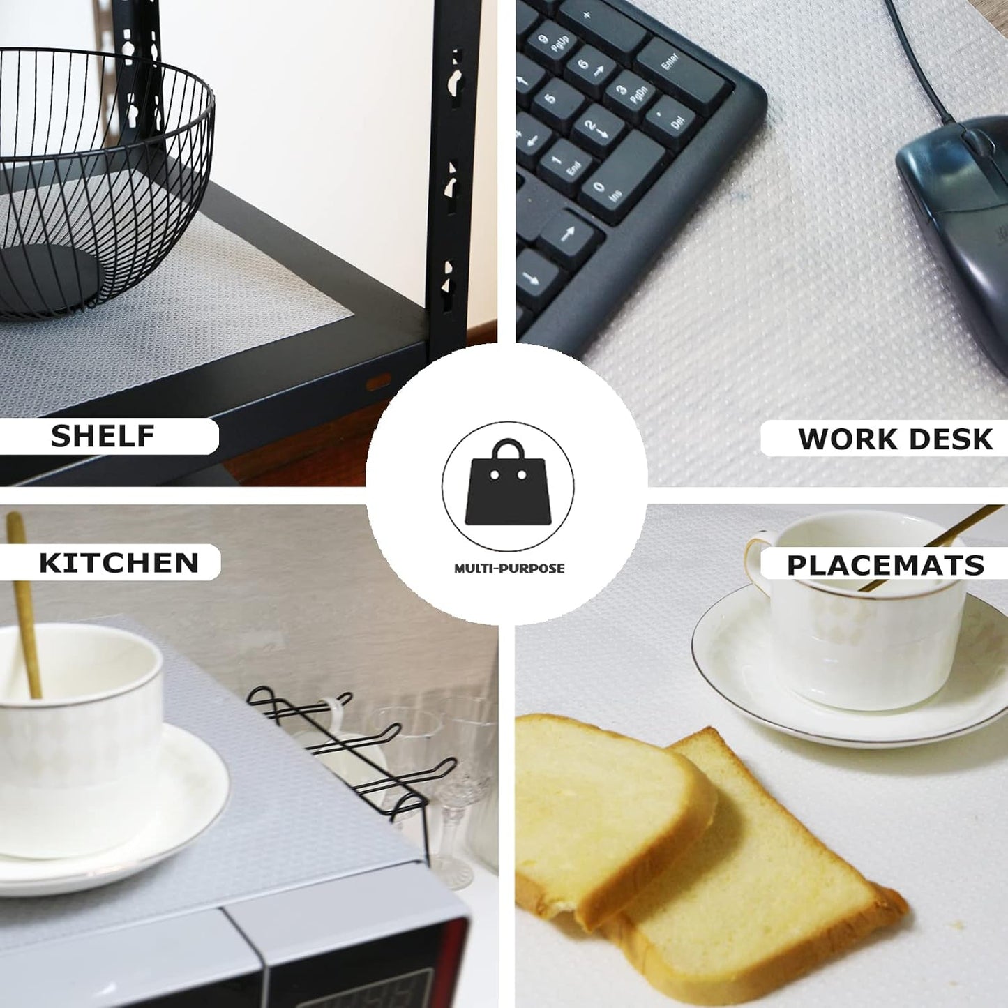 8Pcs Refrigerator Liners, Washable Fridge Liner Mats Covers Pads for Glass Shelf Cupboard Cabinet Drawer Home Kitchen Accessories Organization (Clear)