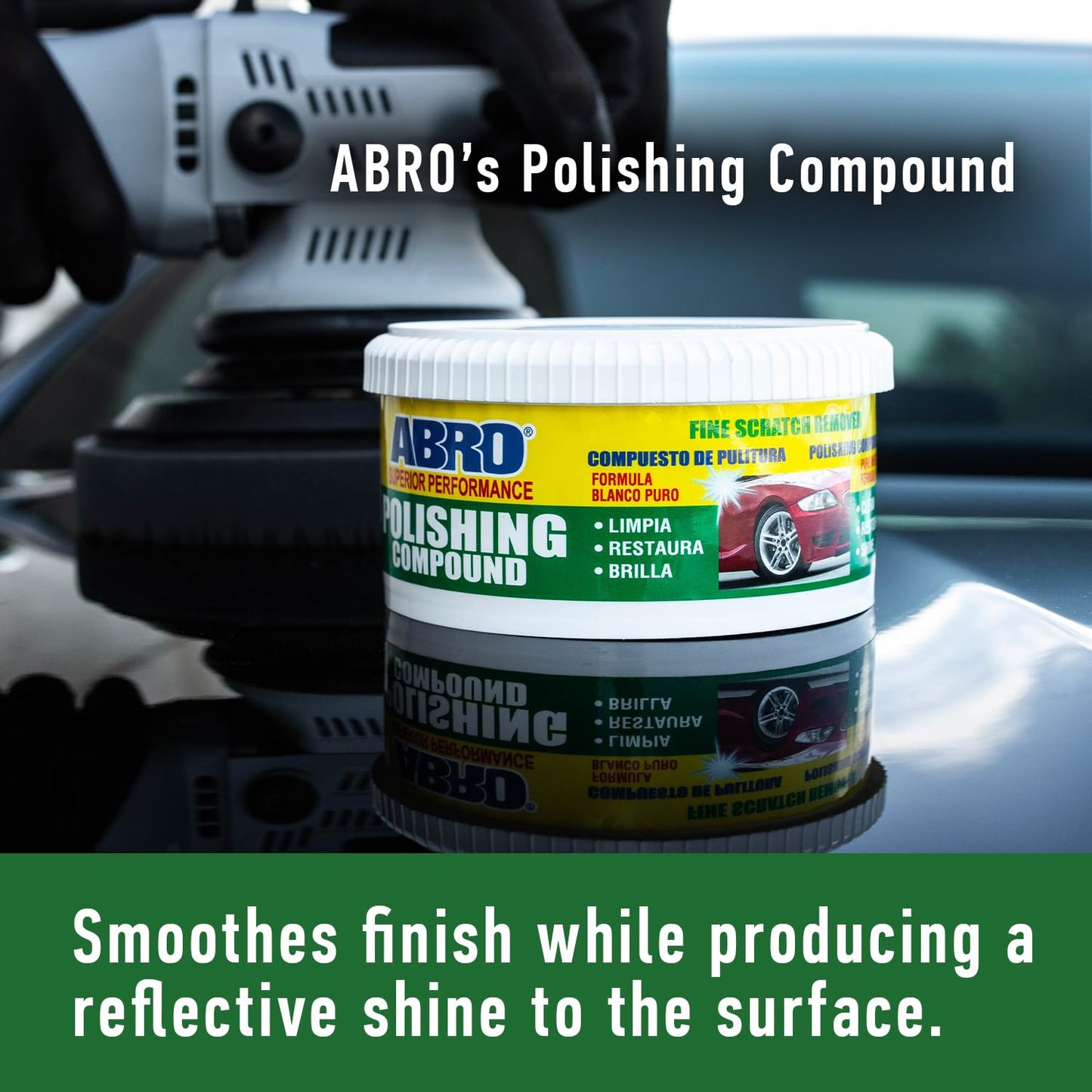 ABRO Superior Performance Car Polishing Compound for Oxidized Finishes, Buff, Shine, Smooth, & Clean, Scratch Remover for Vehicles, Boats, & Bikes - 10 oz.