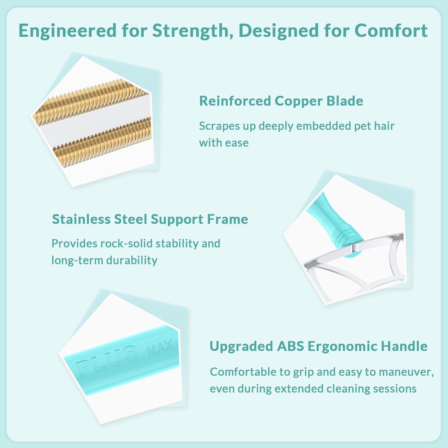 Pet Hair Removal Tool Kit-Max and Pro-by LINTPLUS(Pet Hair Remover),Cat Hair Remover and Carpet Scraper-Easy Dog Hair Remover for Carpeted Stairs & Rugs-Gets Every Hair!