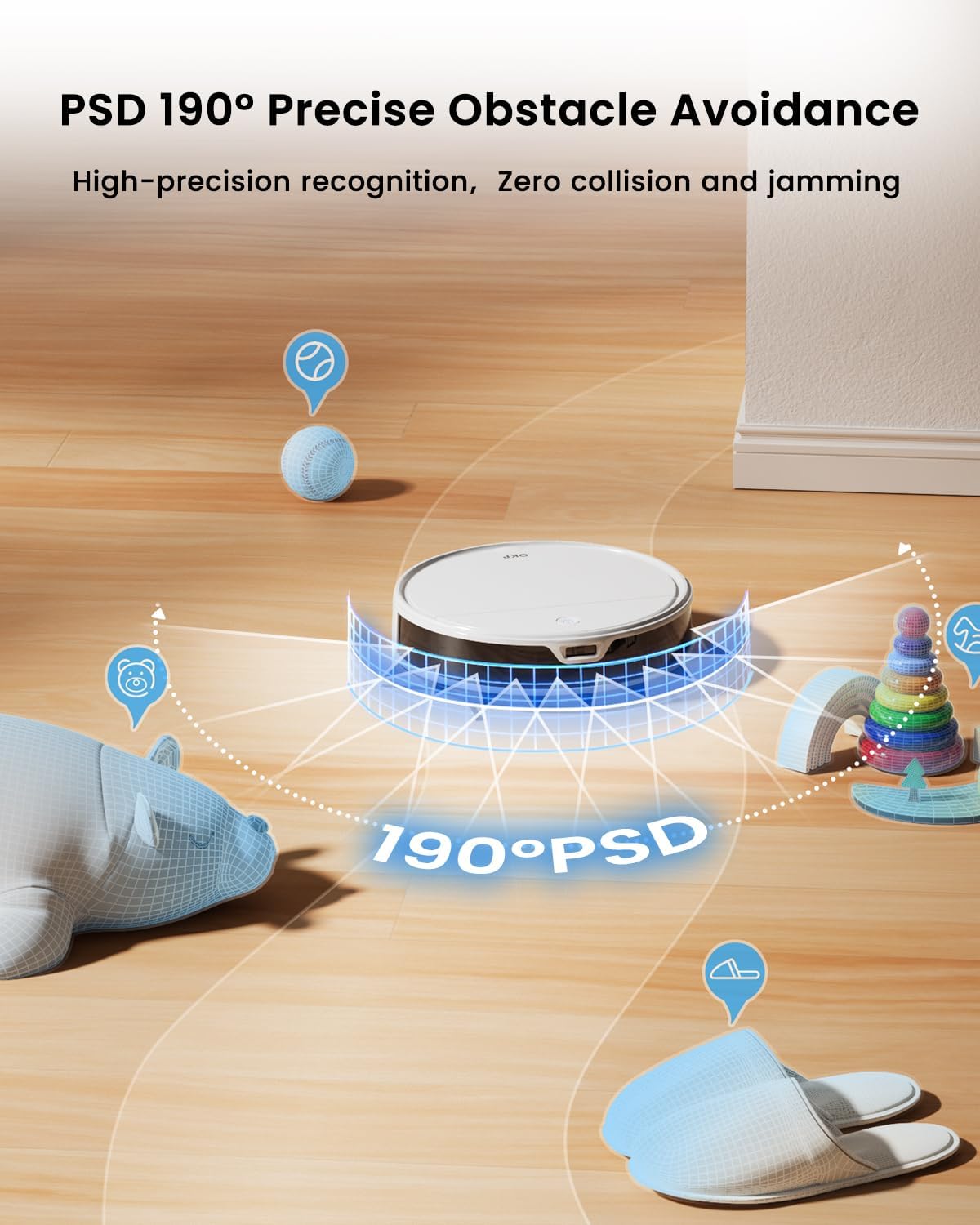 OKP Robot Vacuum and Mop Combo K5 Ultra Small Robotic Cleaner with ToF LiDAR Navigation, 6000pa Suction, WiFi/App/Alexa Control, 170min Runtime, 500ML Dust Box, Ideal for Pet Hair and Home