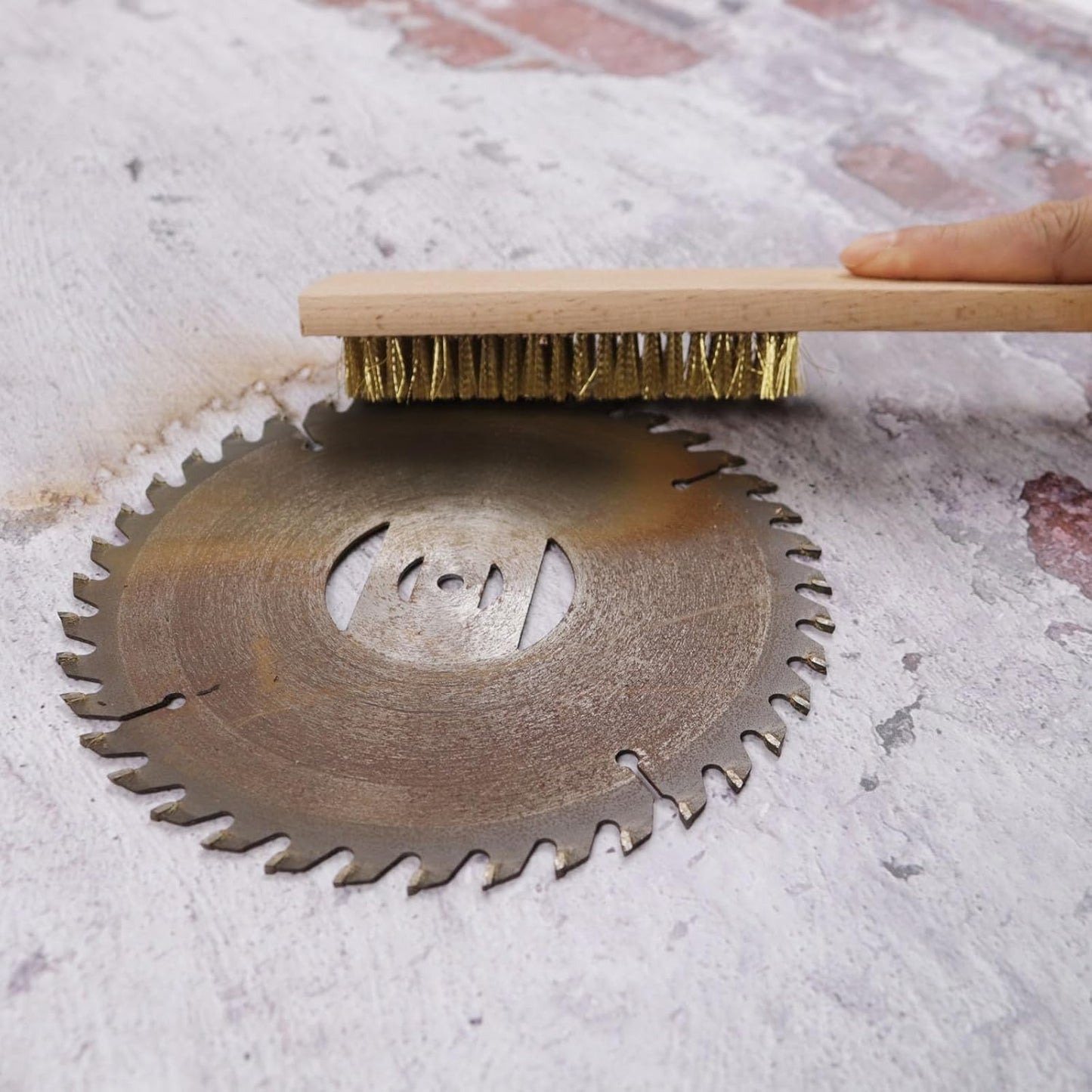 MAXMAN Brass Brush 3Pcs, Soft Brass 8 Rows 20 Bristles Wire Brush for Cleaning Metal Rust, Welds, Home and Kitchen, Wire Scratch Brushes with 10" Beechwood Handle