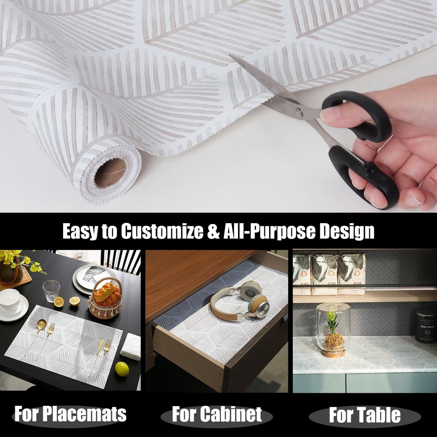 Shelf Liners for Kitchen Cabinets, 16IN x 10FT Non Adhesive and Strong Non-Slip Shelf Cabinet Drawer Liners for Kitchen Wire Fridge, Waterproof Shelf Drawer Liner,Easy to Clean