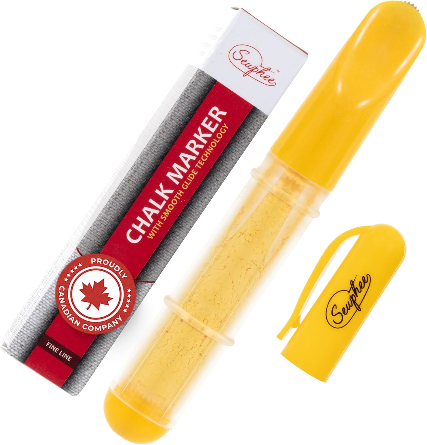 Fabric Markers for Sewing ??Ergonomic Tailors Chalk Pen with Improved Dosing Wheel for Sharp Lines - Washable Sewing Chalk Marking Pens that are Compatible with Most Fabrics - Yellow 1 Pack