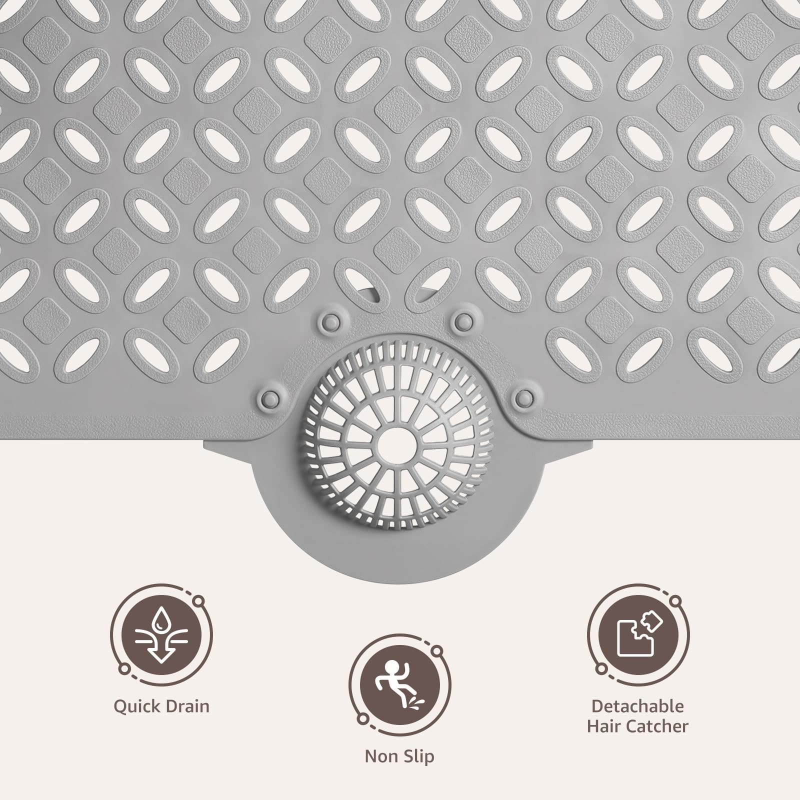 OTHWAY Bath Mat for Tub Non Slip: 39" X 17" Long Bathtub Mat with Hair Catcher│Big Drain Holes