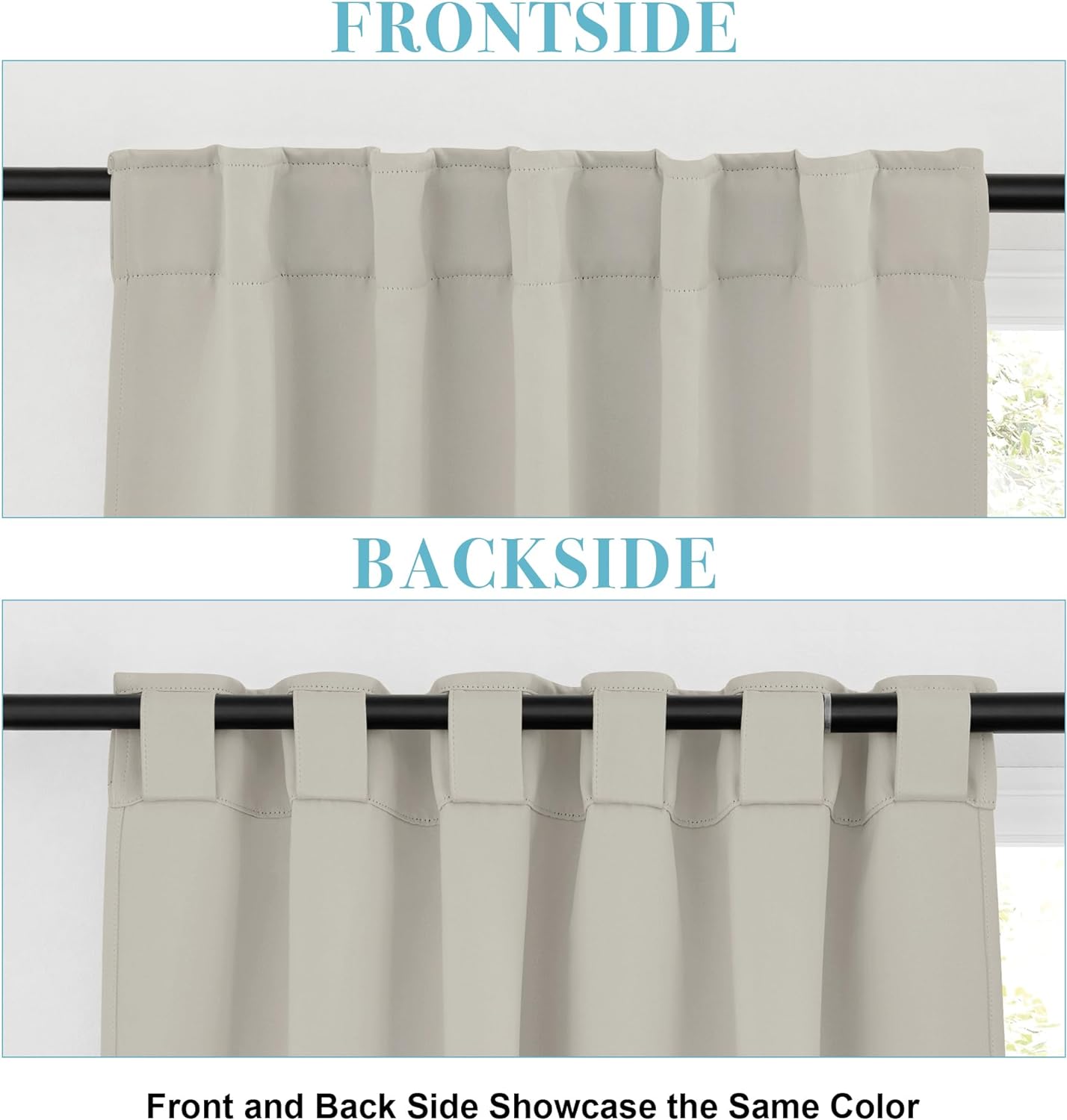 RYB HOME Blackout Curtains for Kitchen, Privacy Thermal Insulating Small Winow Curtain Shades for Classroom Bathroom Nursery Bedroom Cafe, W 34 x L 36, Natural, 2 Panels