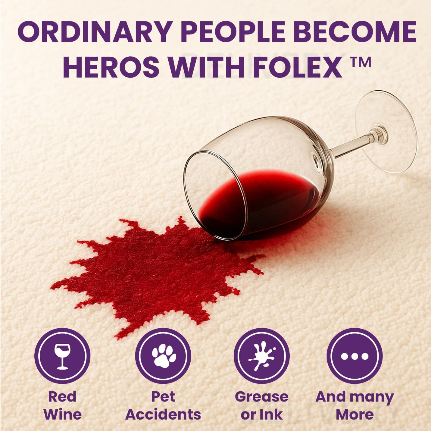 FOLEX Instant Carpet Spot Remover 32 oz – Powerful Stain Remover for Carpets, Upholstery & Rugs – Eliminates Pet Stains, Grease, Red Wine, Food, Makeup & More – With Reusable Cleaning Cloth – 4 Pack