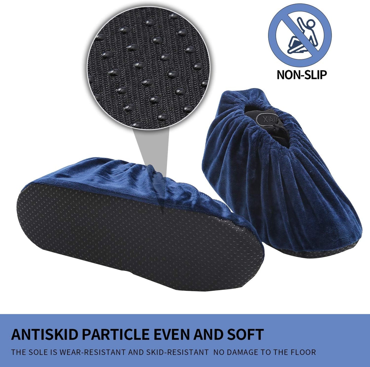 5 Pairs Reusable Non Slip Shoe Covers, Premium Soft Washable Thickened Boot Shoe Covers for Household, Office, Laboratory