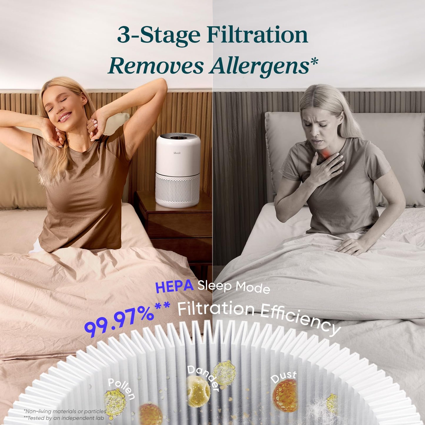 LEVOIT Air Purifier for Home Allergies and Pets Hair Smokers in Bedroom, H13 True HEPA Filter, 24db