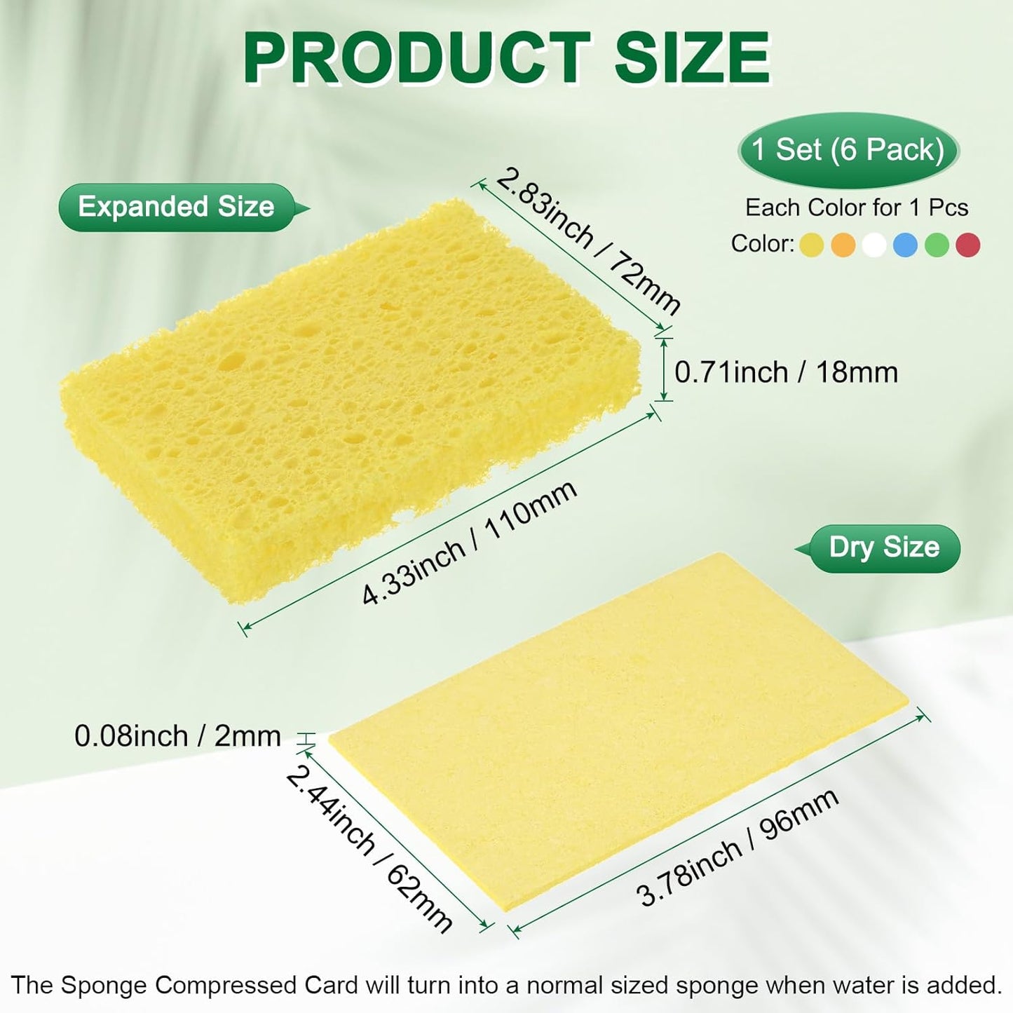 1-Set Kitchen Sponges, Condense Eco Cellulose Non-Scratch Scrub Heavy Sponge for Kitchen/Household/Bathroom, Clean Tough Messes Dish Scrubber [Multicolor]