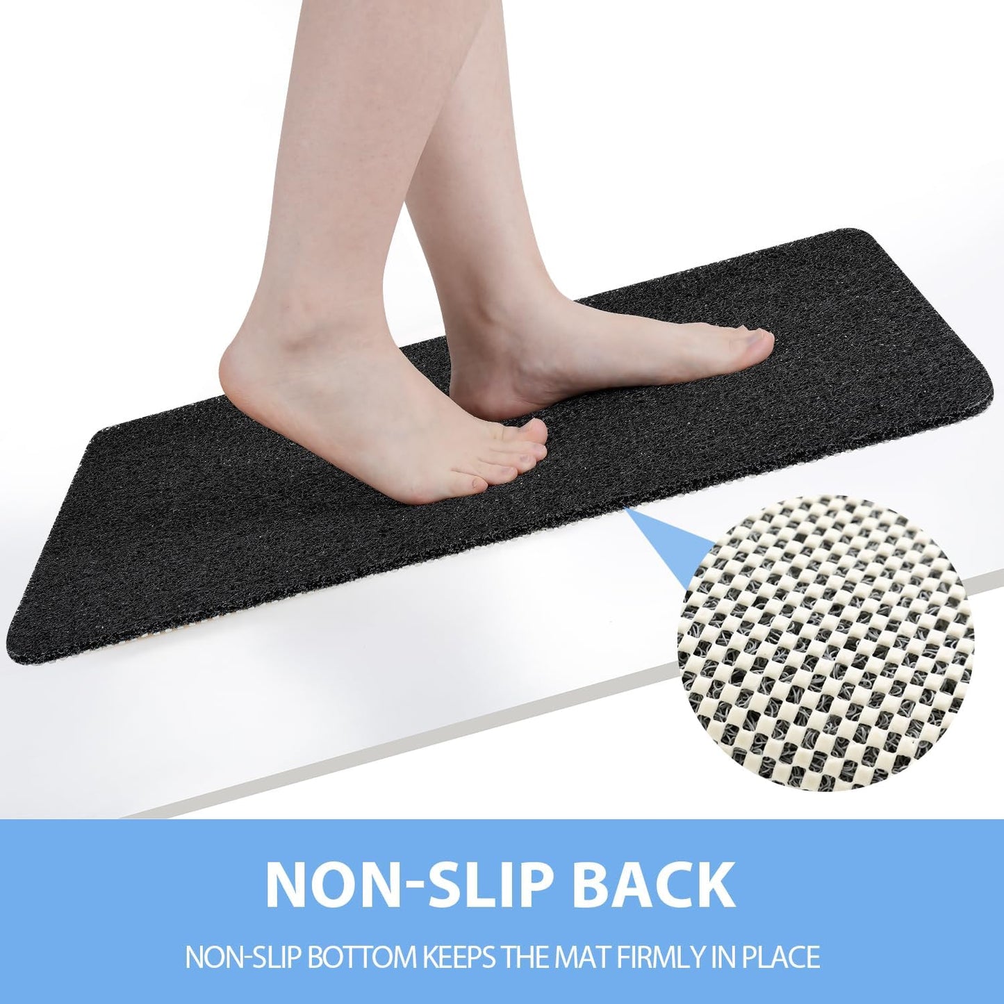 Non-Slip Bathtub Mat, Anti Slip Shower Mat, Fast Drying Bathtub Mats, Foot Scrubber Mat, Anti Slip Mat for Tub, Floor, Bathroom, Kitchen, Home, Hotel (Black 24"×16")