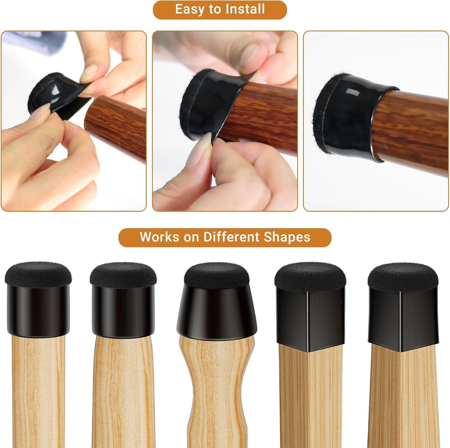Meldel 24 PCS Silicone Chair Leg Floor Protectors Large (1.2"-1.4") Rubber Felt Furniture Pads