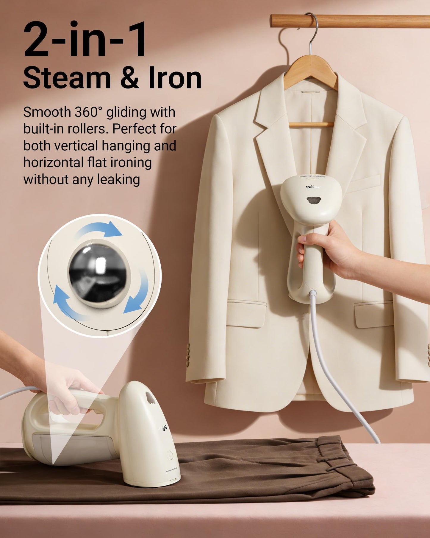 Bear Steamer for Clothes, 1300W 25s Heat-Up Clothes Steamer with 230ml Tank