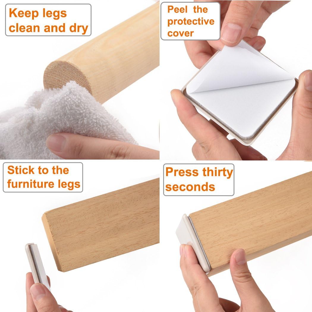 Ezprotekt 16 Pcs Self-Stick Furniture Movers Sliders for Carpet, 2.5 inch Square Self-Adhesive Furniture Moving Pads, Carpet Sliders for Moving Chair Table Desk Bed Sofa Couch Cabinet (Beige)