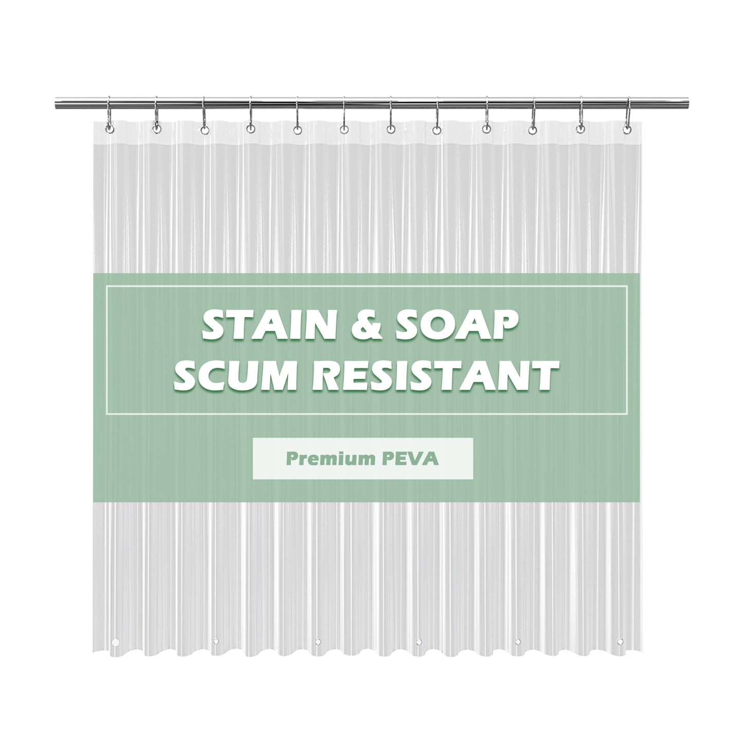 EHZNZIE Crystal Clear Shower Curtain Liner 72x72, PEVA Waterproof Bath Curtain, No Chemical Smell