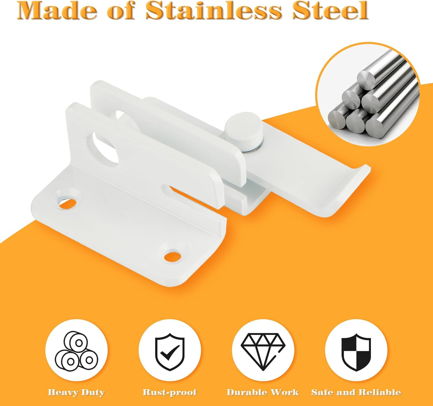 Alise Flip Latch Gate Latch White Shed Lock Shed Latch Barn Door Lock Locking Latches for Barn Fence Cabinet Garden Garage Window Pet Dog Cage,Stainless Steel Shed Door Latch Barn Door Lock,S-Size