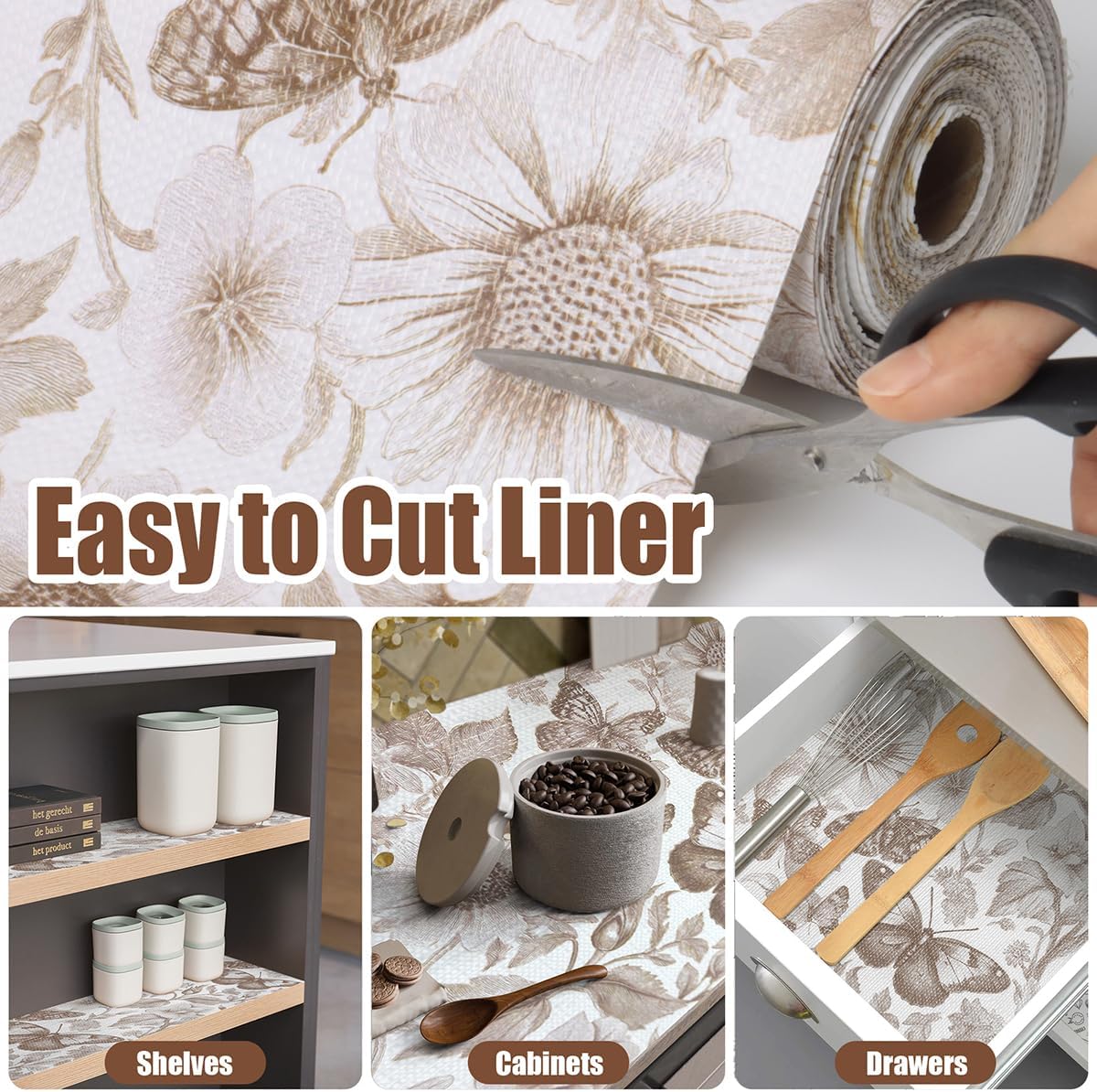 Drawer and Shelf Liner for Kitchen Cabinets,Non-Adhesive Cabinet Liner,Non Slip Waterproof Drawer Liner,Easy to Clean Strong Grip Kitchen Liner for Cupboard,Dresser,Shelves,(12In x 10FT)