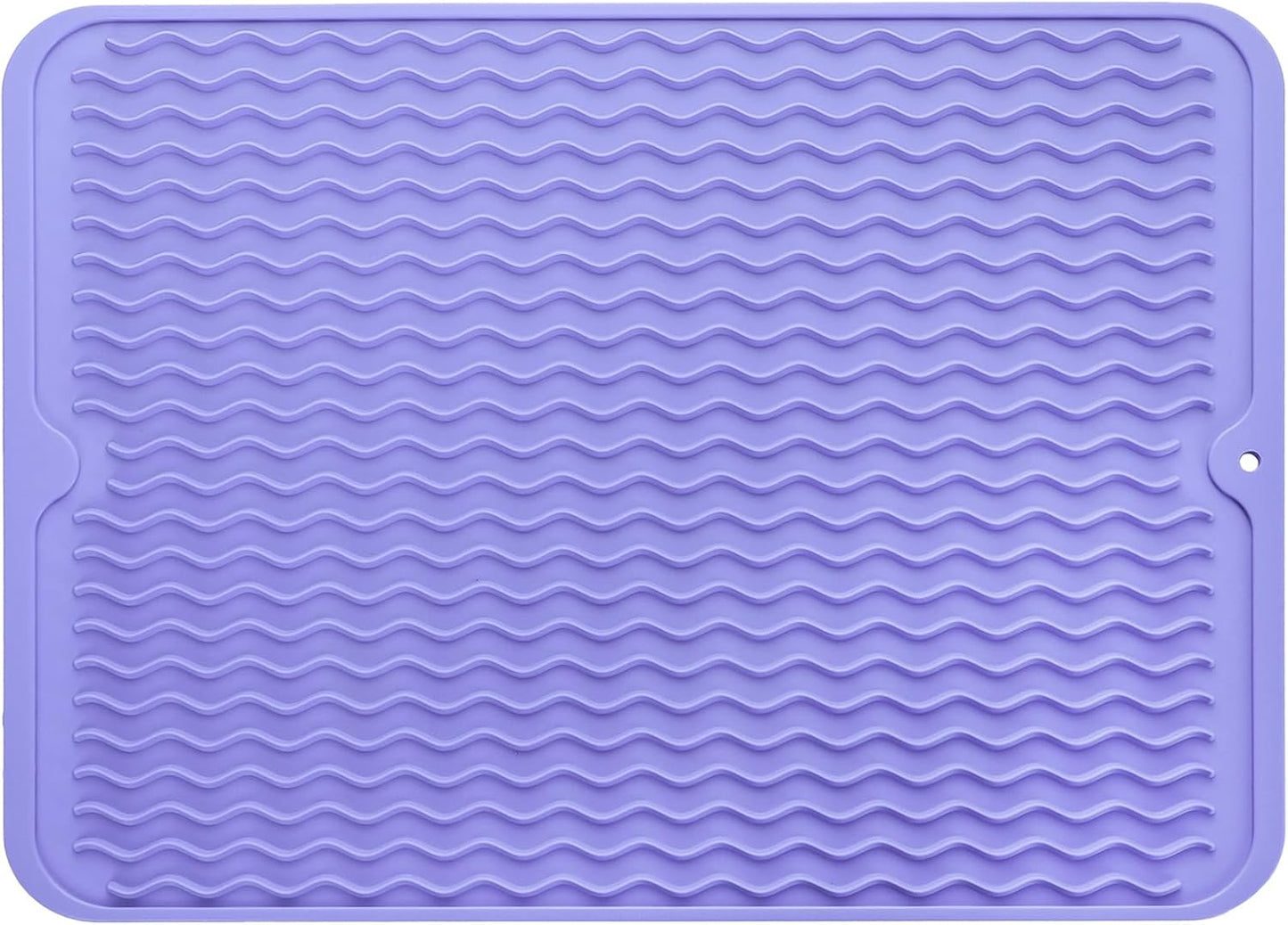 Silicone Dish Drying Mat for Multiple Usage,Easy clean,Eco-friendly,Heat-resistant Silicone Mat for Kitchen Counter or Sink,Refrigerator or drawer liner Light Purple L 16 inches x 12 inches
