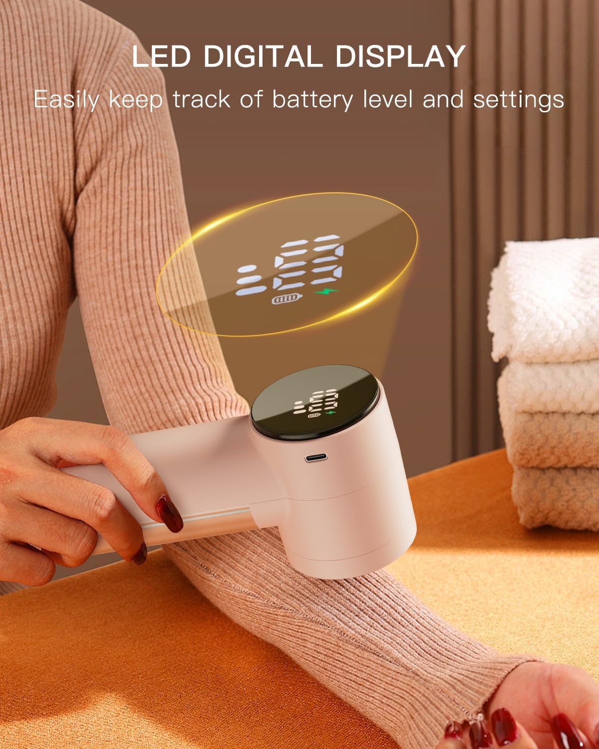 Electric Lint Remover and Fabric Shaver, Rechargeable Clothes Shaver for Sweater Furniture Couch, 3-Speed Pill Remover Defuzzer to Remove Fuzz Pilling from Blanket Jacket