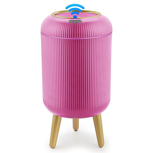 Pukomc Smart Sensor Wastebasket, Convenient and Hygienic Easy to Use, Technology Sensor Waterproof Wastebasket Plastic Trash can for Kitchen, Bathroom, Bedroom, Living Room, Office and Outdoor Pink