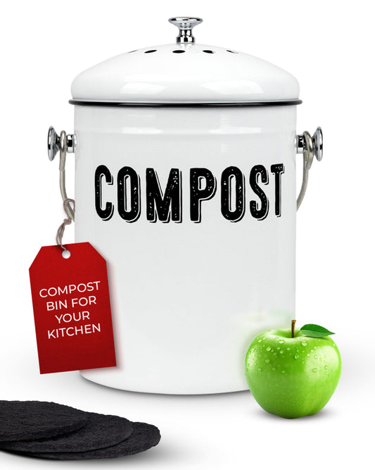 Granrosi Compost Bin Kitchen Counter, 1.3 Gallon, 3 Charcoal Filters