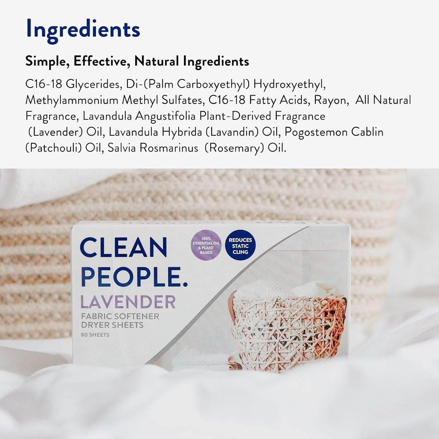 The Clean People Fabric Softener Sheets - Dryer Sheets - Softens & Removes Static Cling - Vegan Laundry Softener, Essential Oils - Lavender 240 Pack