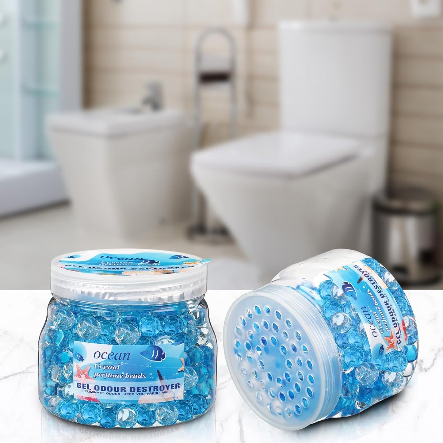 9 Pack Odor Eliminator Gel Beads Bulk 10 Ounces Air Freshener Gel Beads Odor Eliminator for Home, Bathrooms, Cars, Boats and Pet Areas(Ocean)