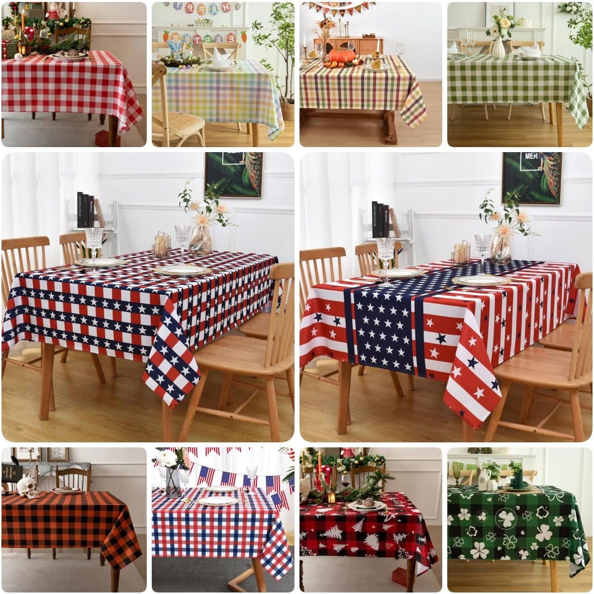 Waterproof Plaid Tablecloth Fabric - Round 108 Inch Classic Gingham Checker Table Cloth for Indoor/Outdoor Use - Buffalo Table Cover for Picnics, BBQs, and Parties
