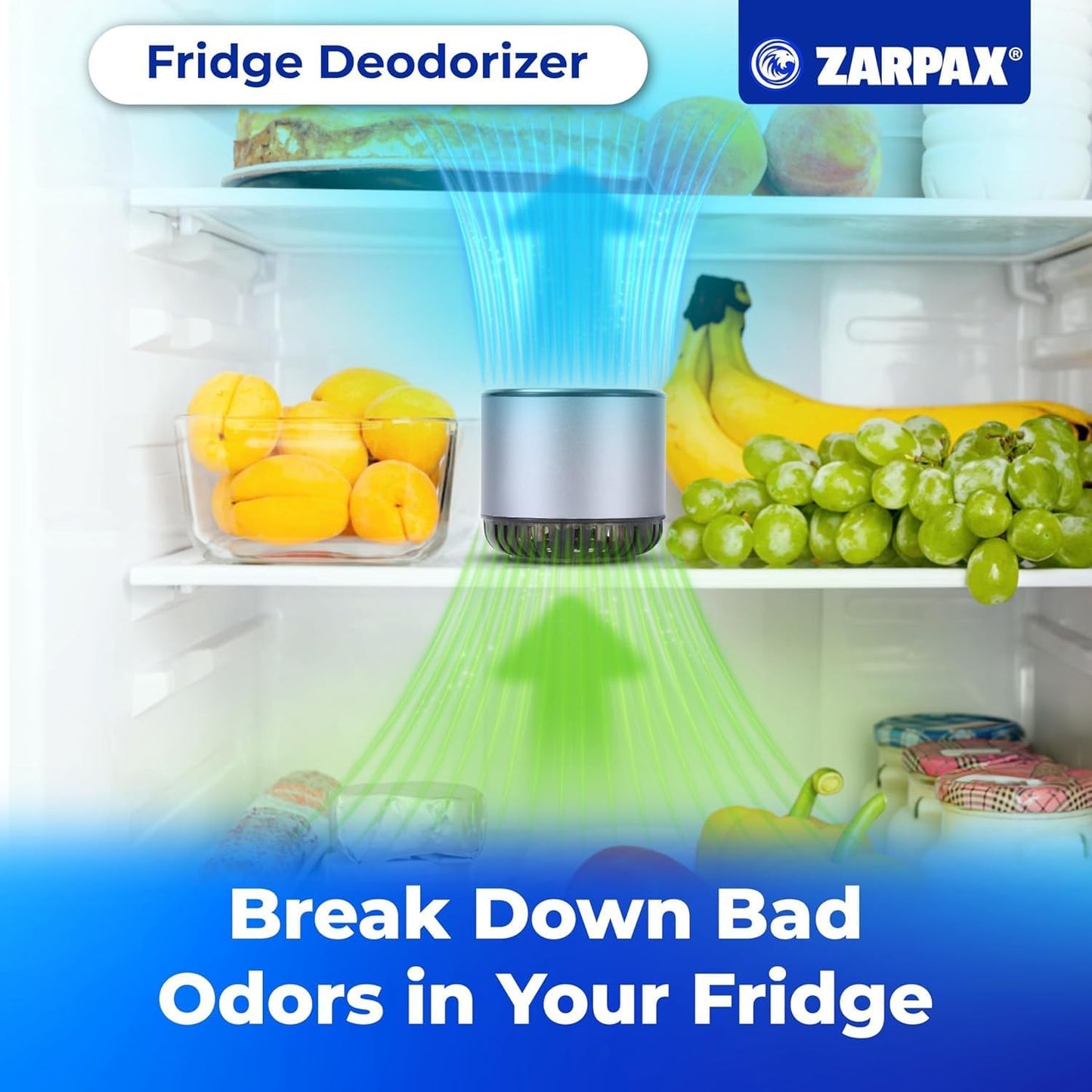 Refrigerator Deodorizer - Double Pack - Fridge Smell Eliminator Lasts for 10 Years -18ft3 Capacity Strong Fridge Odor Absorber, Eliminator & Air Purifier - More Effective Than Baking Soda