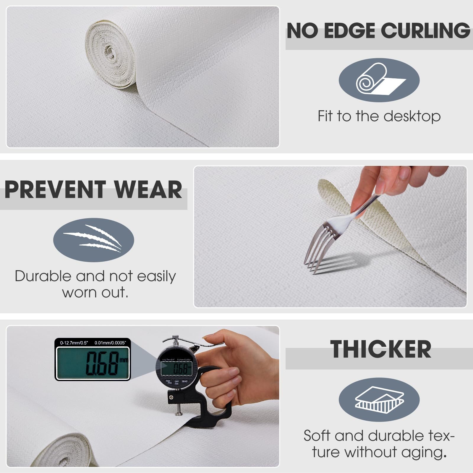 ALIUNI Drawer and Shelf Liner for Kitchen Cabinets, White, 12IN X 10FT