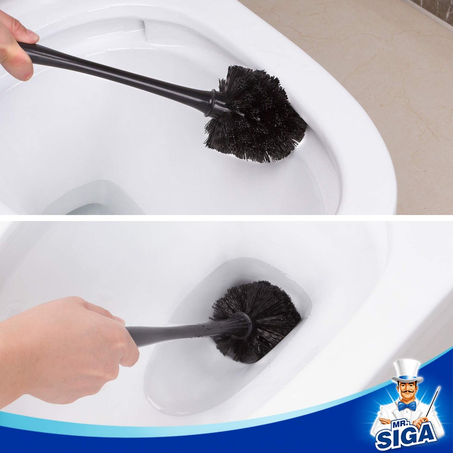 MR.SIGA Toilet Plunger and Bowl Brush Combo for Bathroom Cleaning, Black