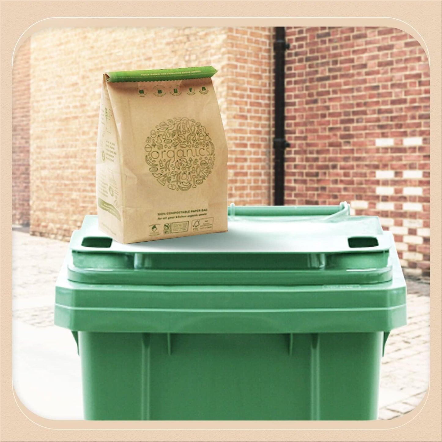 Hytrend-Kitchen Food Waste Bag-35 Bags-%100 Compostable paper Bag - Leak Resistant Liner - Plastic Free - Small-Certified by BNQ and BPI
