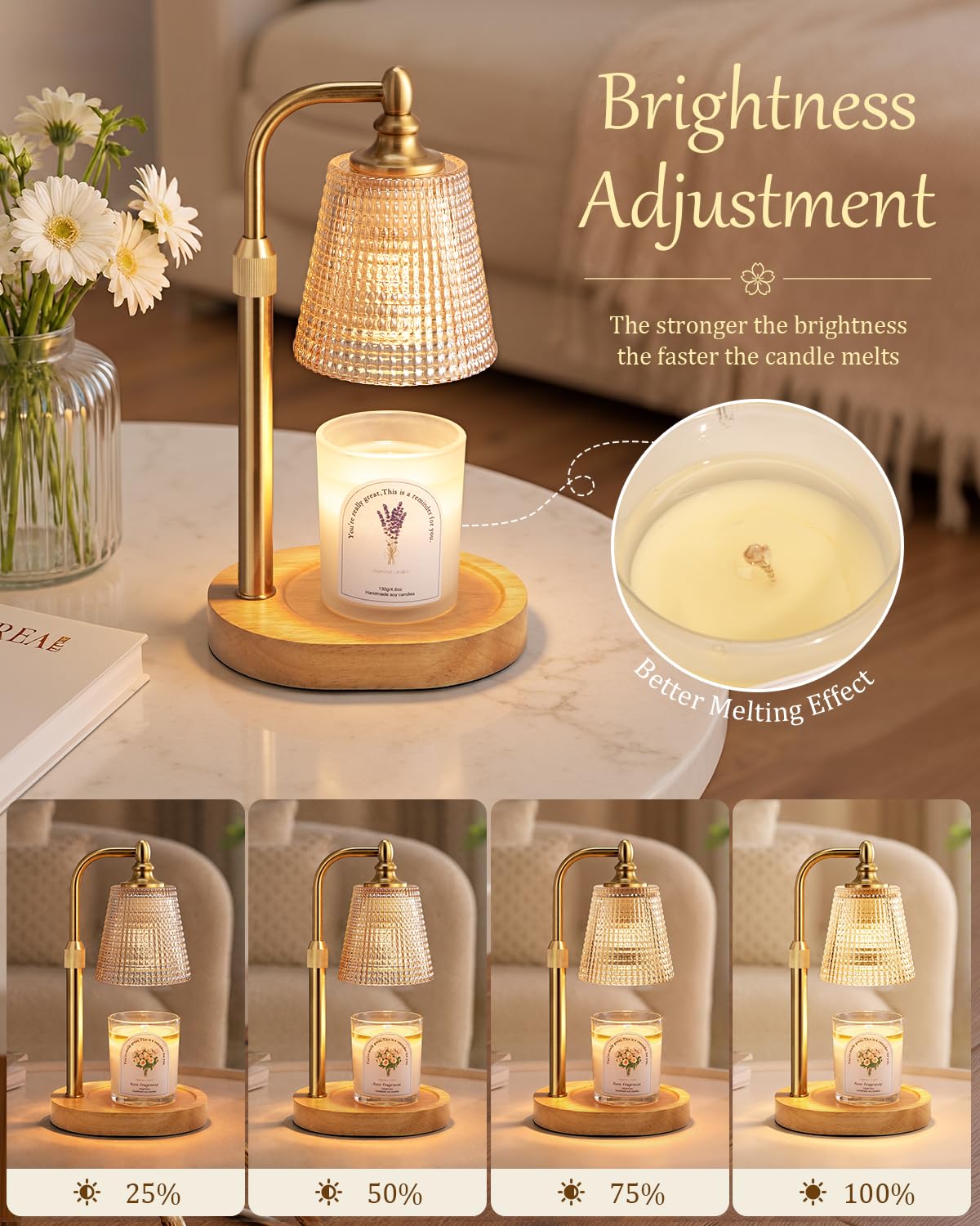 Candle Warmer Lamp with Timer,Birthday Gifts for Women Mom Home Decor