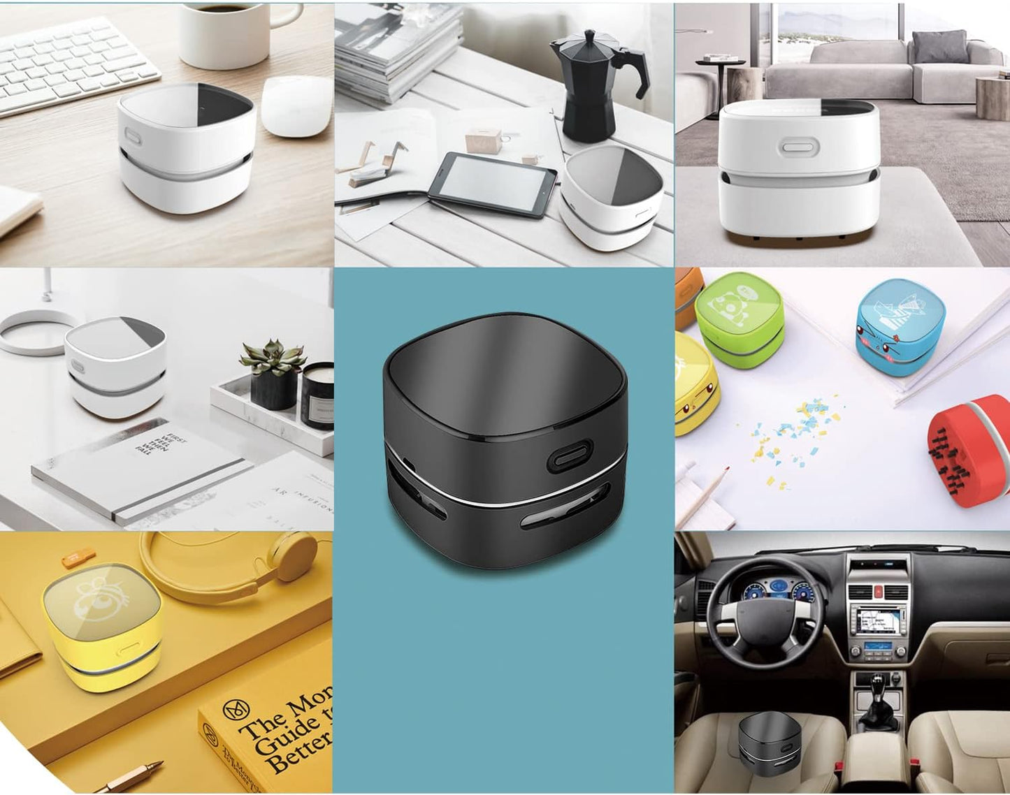 ODISTAR Desktop Vacuum Cleaner, Mini Table dust Sweeper Energy Saving,High Endurance up to 400 mins,360º Rotatable Design for Keyboard/Home/School/Office (Black Charging)