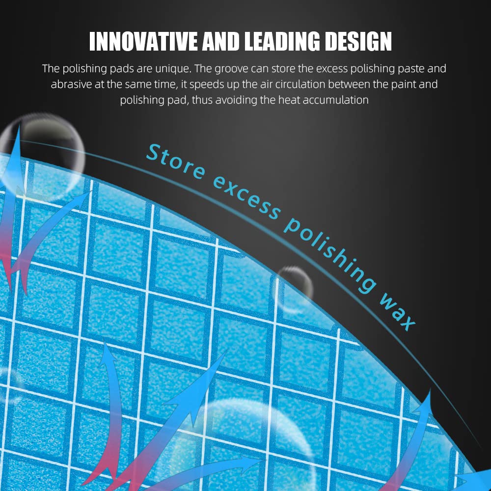 Blue Polish Pad, 3Pcs 5 Inch Buffing Polishing Pads for 125mm Backing Plate Compound Buffing Sponge for Car Buffer Polisher Compounding, Polishing and Waxing