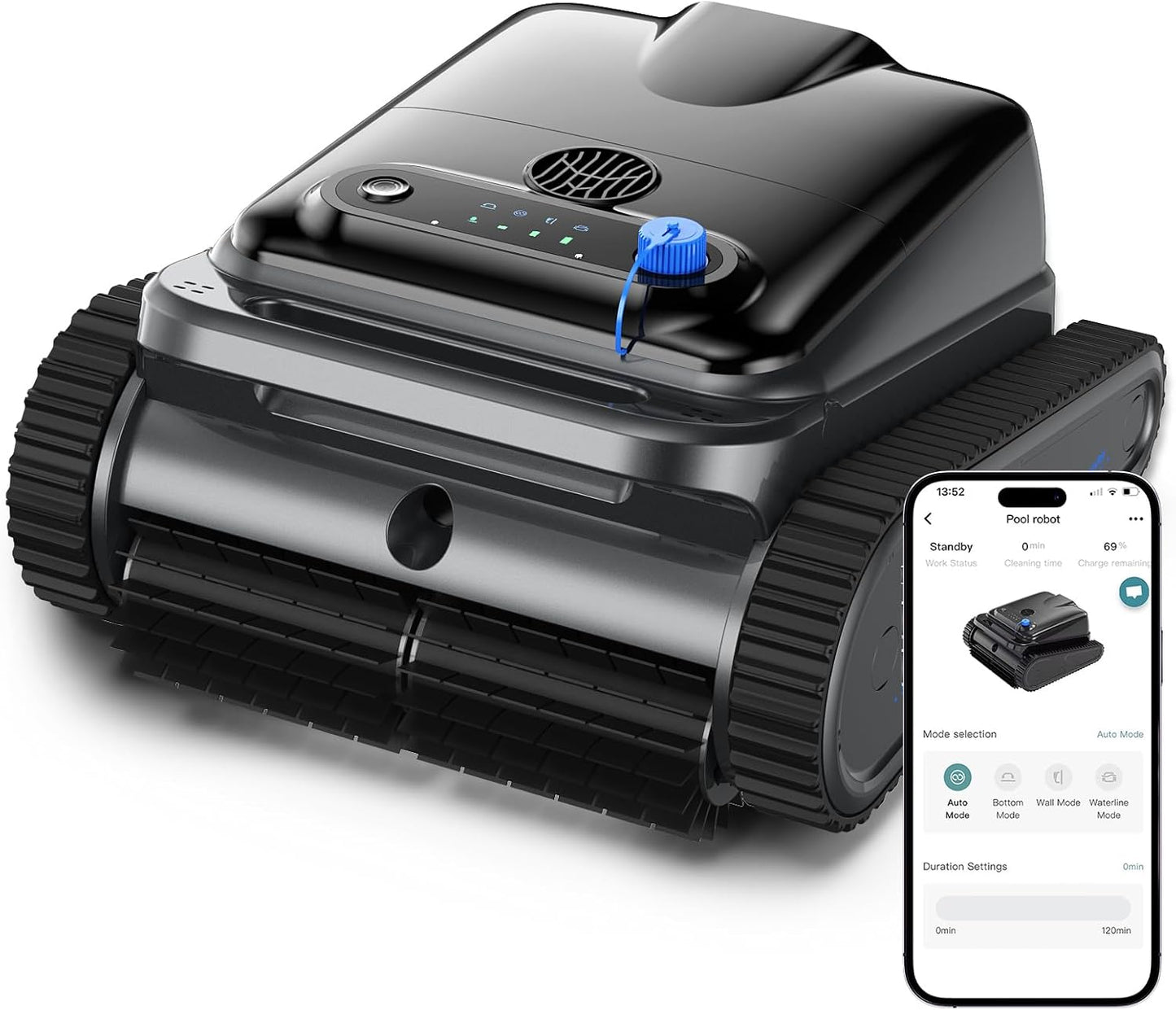 Y50S Robotic Pool Cleaner, Upgraded Motor, Powerful Wall-Climbing with Scrubber Brushes, Smart Path Navigation, Cordless Pool Vacuum for Inground Pools up to 2000 Sq.ft (Night)