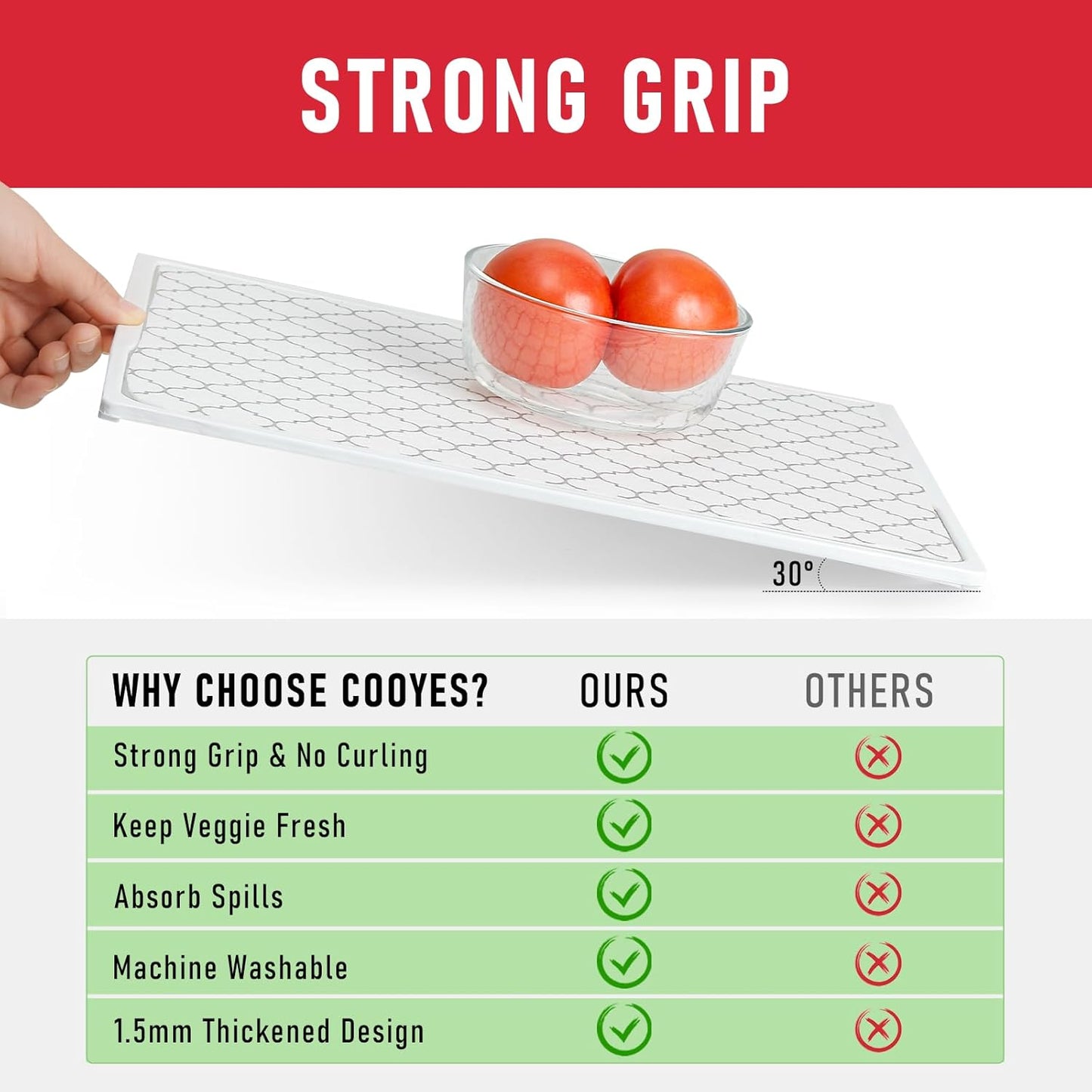 Cooyes 12 Pack Refrigerator Liners, Non Slip Fridge Mats Washable, Refrigerator Shelf Liner for Glass Shelves and Drawers, Keep Produce Fresh Longer, 12" × 24"