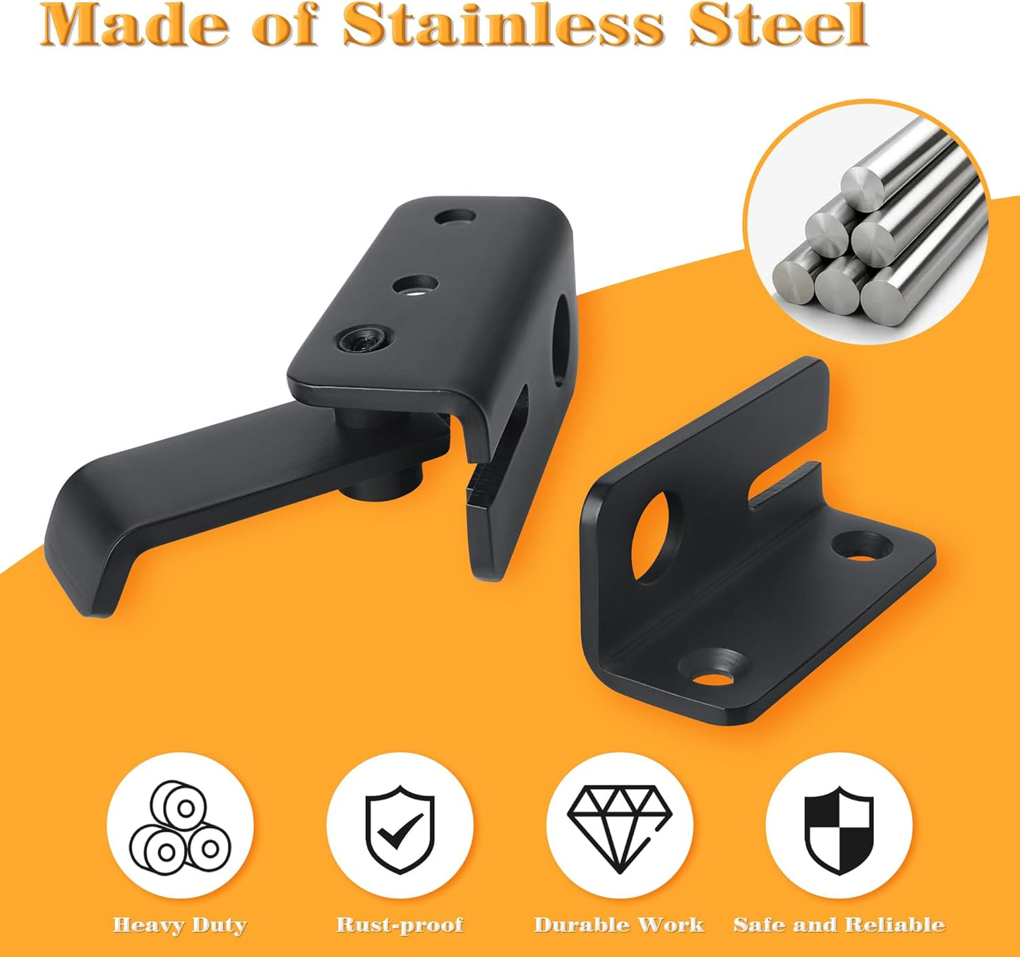 Alise Flip Latch Gate Latch,Black Shed Door Latch Barn Door Lock Shed Lock Shed Latch,Stainless Steel Locking Latches for Shed Barn Fence Chicken Dog Cage Window Cabinet Backyard Garage Doors,L-Size