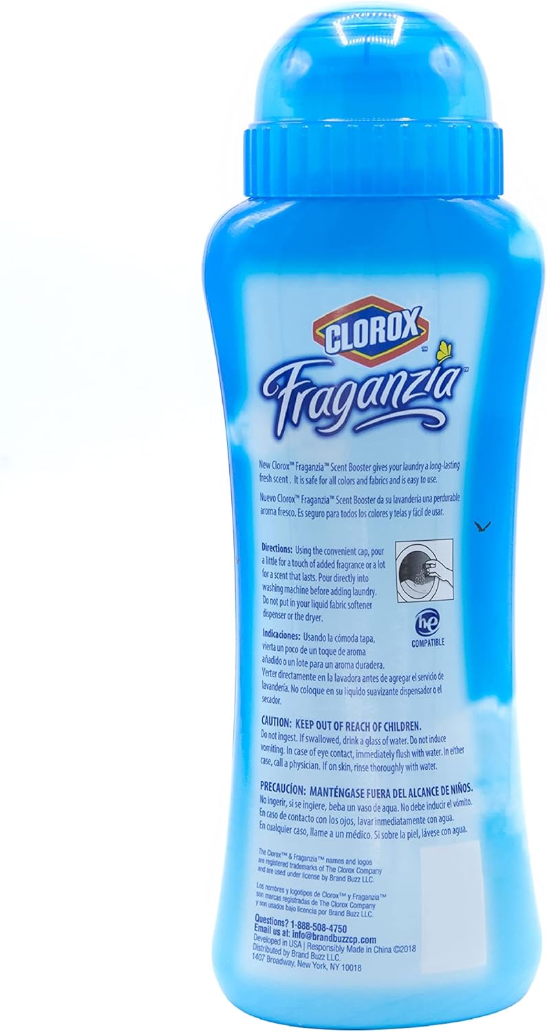 Clorox Fraganzia Laundry Scent Booster Crystals in Morning Sky Scent - Scented In-Wash Freshener Beads for Fresh, Clean, Great Smelling Clothes and Linens, 18 Oz - 2 Pack