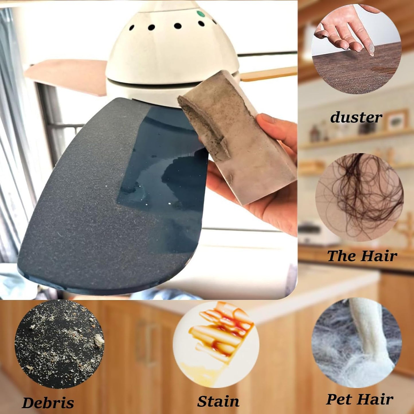 6-Pack Damp Clean Duster Sponge,Magic Sponge Eraser for Housekeeping,Reusable Cleaning Sponge for Blinds,Vents,Mirrors,Glass, Baseboards,Window Track Grooves and Railings(Blue)