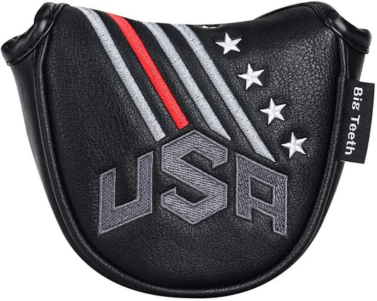 Big Teeth Golf Cover USA Stripe and Star Headcover Covers, Driver Fairway Wood Hybrid Headcovers