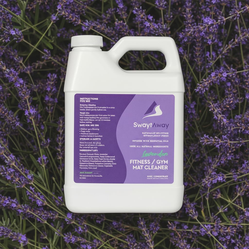 SwaytAway Fitness Mat Cleaner Concentrate – 32oz Lavender Essential Oil Formula – Aromatherapy Yoga Mat Spray for Home & Studio – Makes 4 Gal – Natural Scented Cleaning Solution