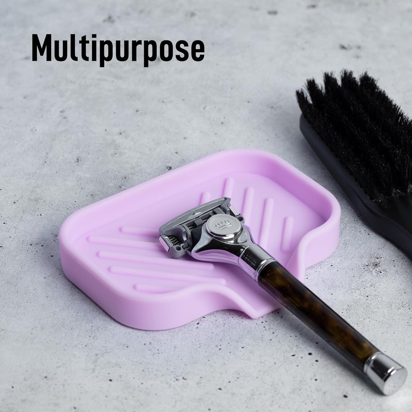 Zulay Small Silicone Sponge Holder (4.9x3.3”) – Space-Saving Sink Organizer Tray for Sponge, Soap, Brush & More – Compact Non-Slip Dish for Kitchen & Bathroom (Lavender)