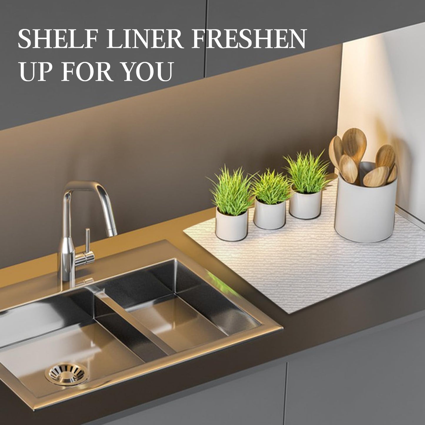Beautysaid Shelf and Drawer Liner for Kitchen Cabinet Non Adhesive Non Slip