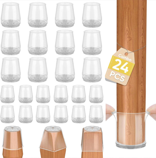 BALEINE 24 Pack Silicone Chair Leg Floor Protectors, Stool Leg Protectors Cap, Non-Slip Chair Leg