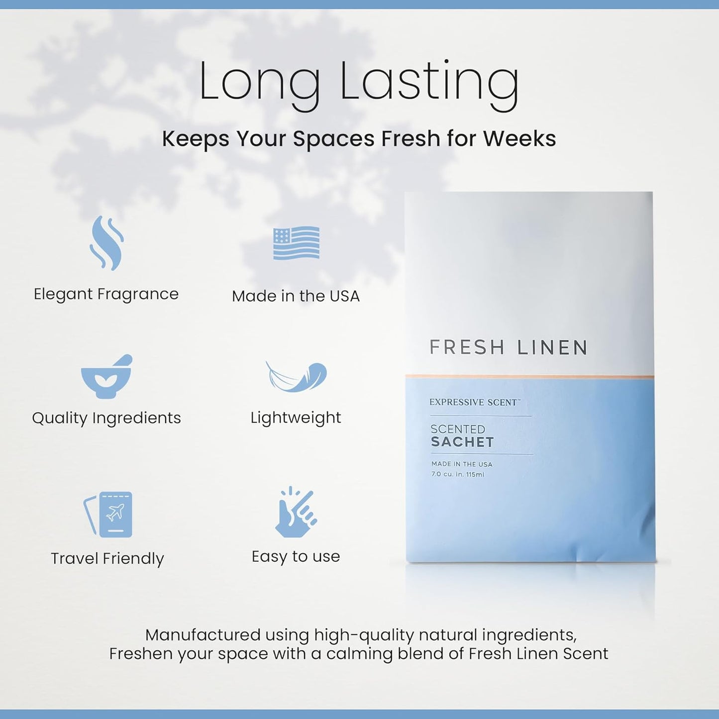 6 Pack Fresh Linen Large Scented Sachet Envelope by Expressive Scent