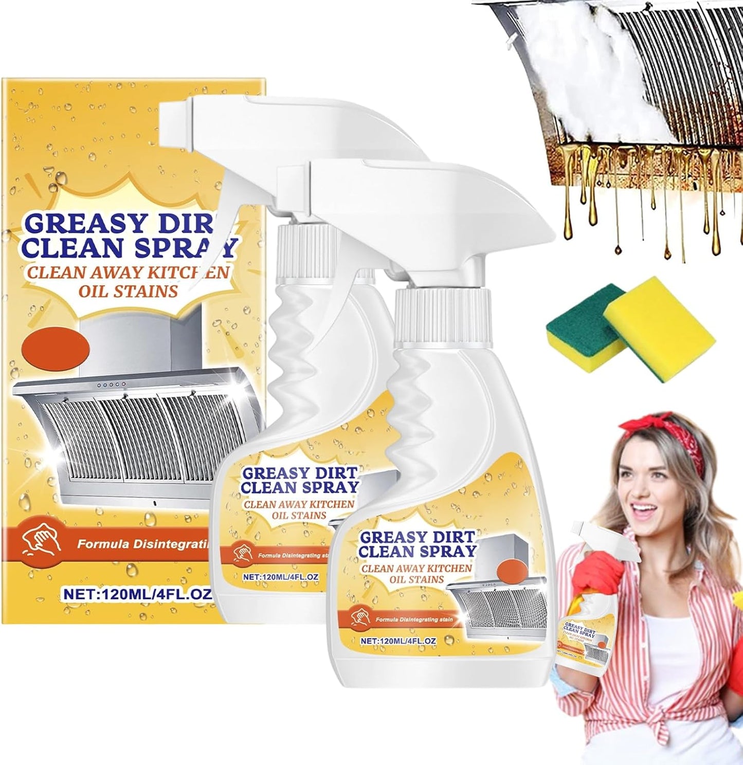 Multifunctional Powerful Kitchen Foam Cleaner, Rotateepic Foam Cleaner, Greasy Dirt Clean Spray, All-Purpose Heavy Duty Degreaser Cleaning Spray for Oven, Stove and Range Hood (2pcs)