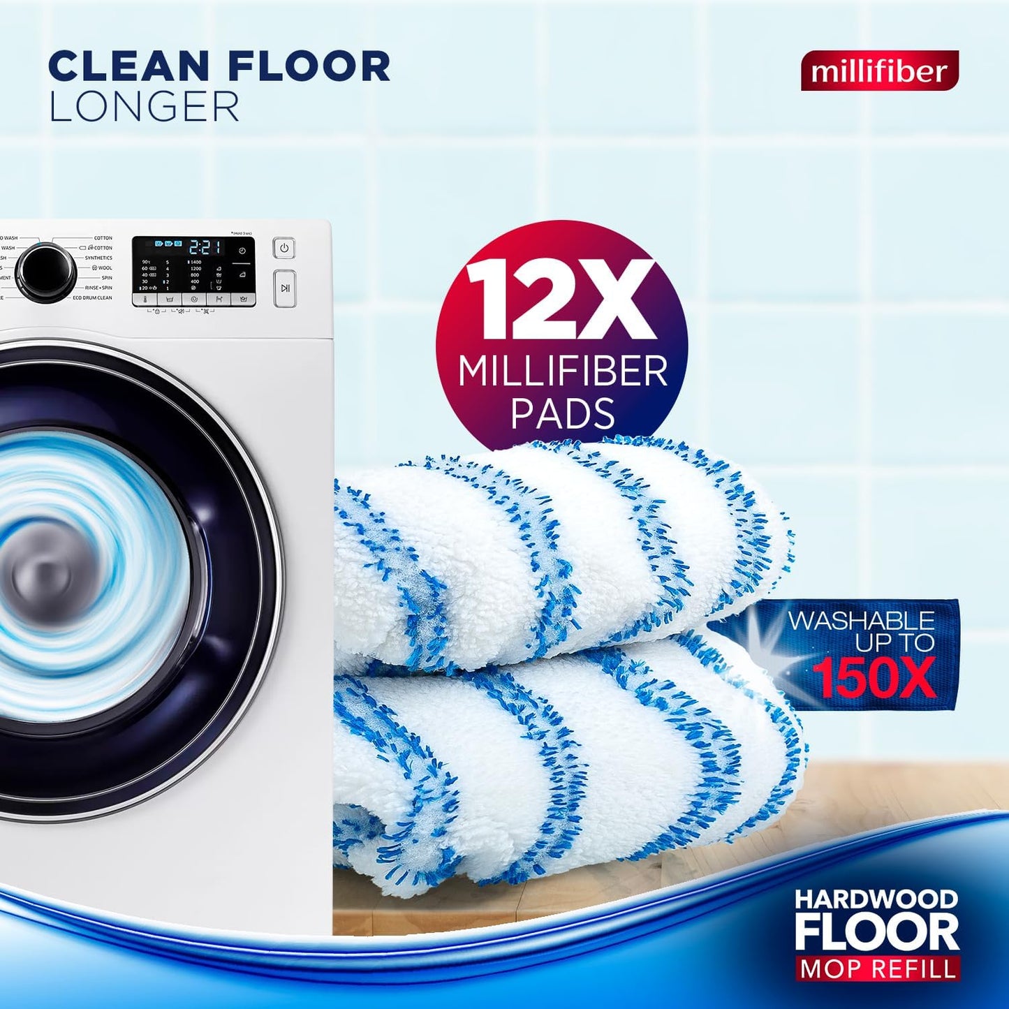 Microfiber Mop Refills 15x8 Inches, 12-Pack (Mop is Not Included)