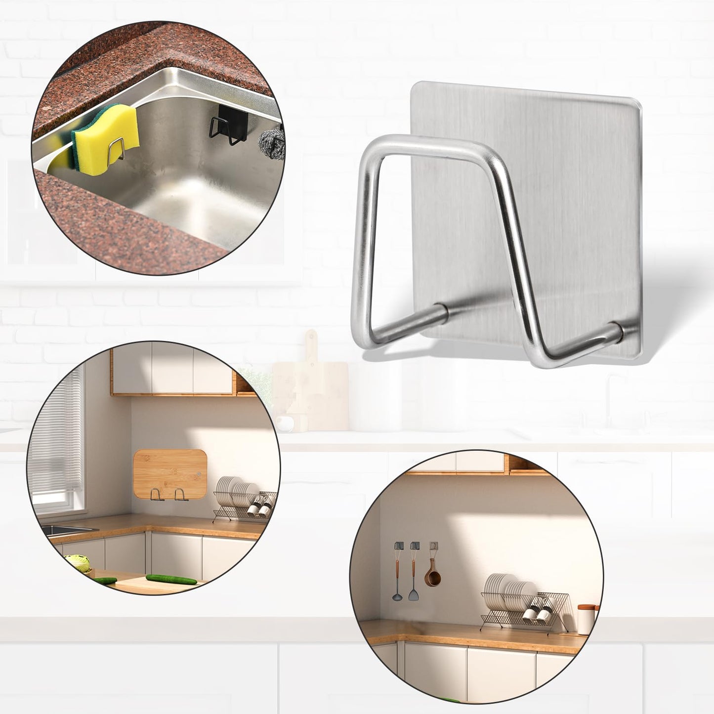 Luckyiren 2-Pack Stainless Steel Sponge Holder for Kitchen Sink - Rustproof Brushed SUS304 Sponge