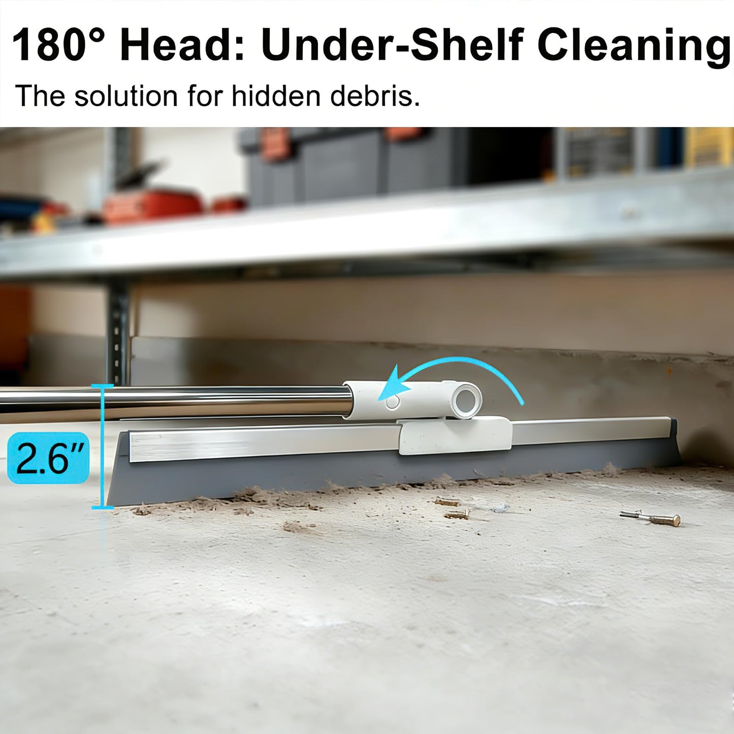 Purexa 19.7'' Large Floor Squeegee for Concrete Floor with 51''-58'' Telescoping Stainless Steel
