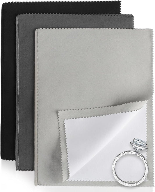 Phinus 3PCS Jewelry Cleaning Cloth, 10'' x 12'' Silver Polishing Cloth Jewelry, 100% Cotton Jewelry Cloth Polishing for Cleaning Gold, Diamonds, Platinum, Gemstones, Coins